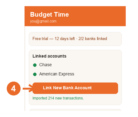 Click Link New Bank Account in the sidebar