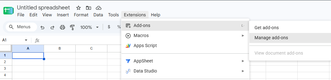 Extensions, then Add-ons, then Manage add-ons