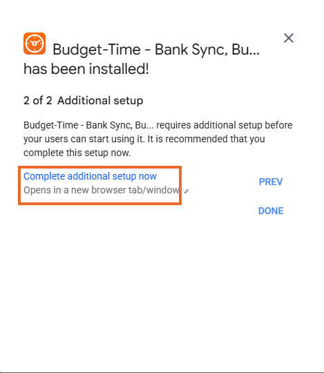 Click Complete additional setup now in the install dialog